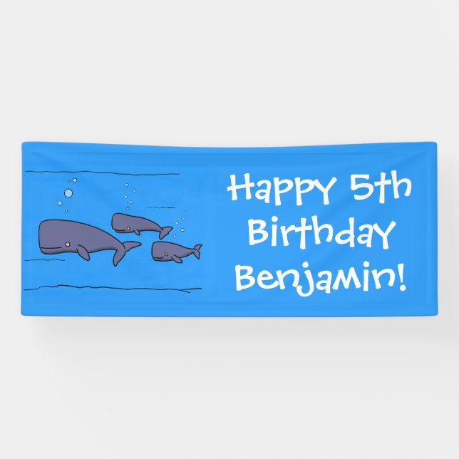 Banderoles Illustration de mignonne migratrice de baleines à  (Horizontal)