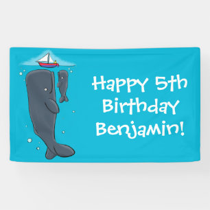 Banderoles Illustration de mignons baleines et voiliers