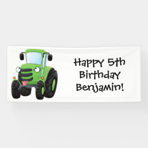 Banderoles Illustration du joli joyeux tracteur agricole vert