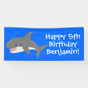 Banderoles Illustration joyeuse du grand requin blanc