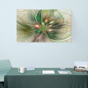 Banderoles Imaginaire coloré Moderne Fleur Fractale Abstraite