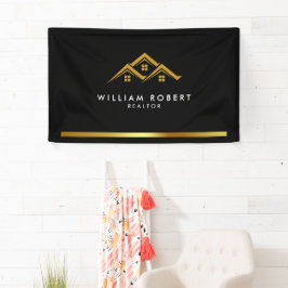 Banderoles Immobilier Golden House Logo Moderne Realtor