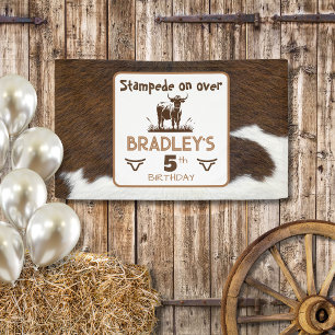 Banderoles Impression Animale Troupeau de Bovins Marron Anniv