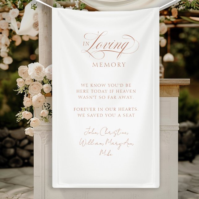 Banderoles "In Love Memory" Moderne, Calligraphie, Mariage (Customer specific, modern, calligraphy, wedding, memorial, script font, white, banner. )