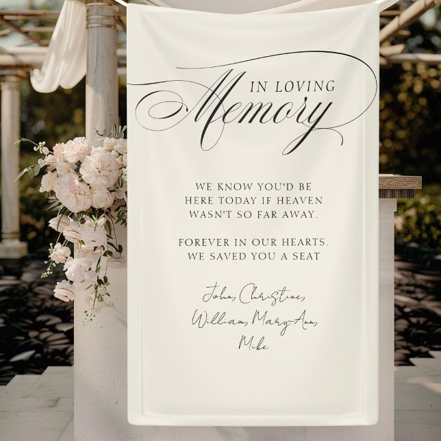 Banderoles "In Love Memory" Moderne, Calligraphie, Mariage ("In Loving Memory" Modern, Calligraphy, Beige Wedding Banner.)