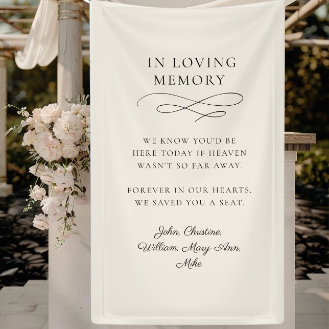 Banderoles "In Love Memory" Moderne, Calligraphie, Mariage (Personalized Banner "WE KNOW YOU'D BE HERE TODAY IF HEAVEN WASN'T SO FAR AWAY. )