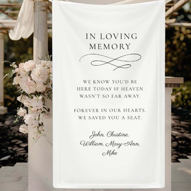 Banderoles "In Love Memory" Moderne, Calligraphie, Mariage (Personalized Banner "WE KNOW YOU'D BE HERE TODAY IF HEAVEN WASN'T SO FAR AWAY. )