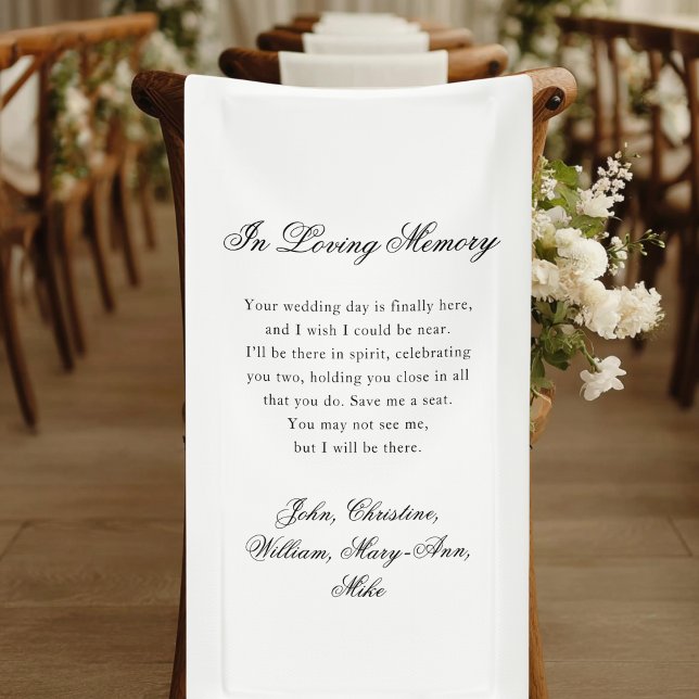 Banderoles "In Loving Memory" Classic Wedding Memorial White ("In Loving Memory" Classic Wedding Memorial Banner)