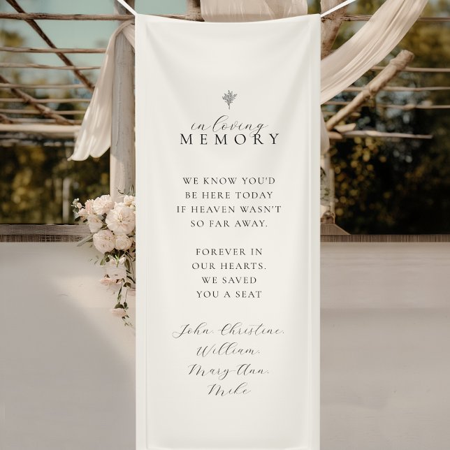 Banderoles In Loving Memory! Floral Line Art Bouquet Wedding  (In Loving Memory! Floral Line Art Bouquet Custom Wedding Banner)