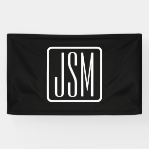 Banderoles Initiales monogrammes modernes   Noir & Blanc