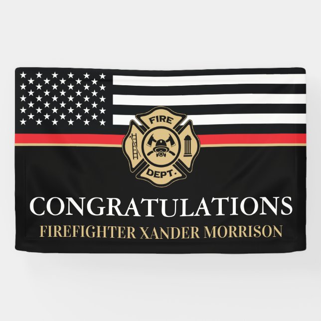 Banderoles Insigne de pompier Red Line Drapeau Fireman Gradua (Horizontal)