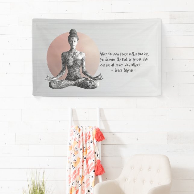 Banderoles Instructeur de méditation Yoga Reiki Master Lotus  (En situation)