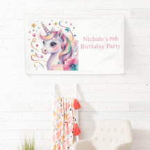 Invitation d'anniversaire de fille licorne aquarel