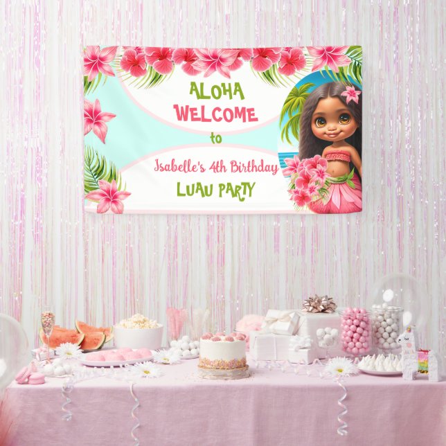 Banderoles Invitation d'anniversaire de Luau Fête de plage tr (Fête)