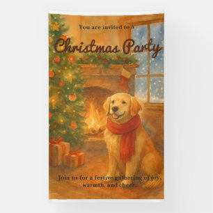 Banderoles Invitation de fête de Noël ・ Scène de chien confor