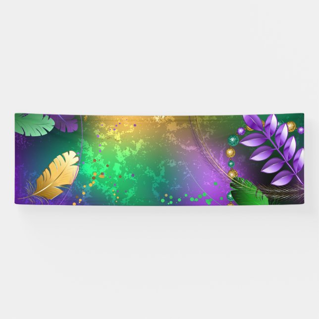 Banderoles Iridescente mardi gras arrière - plan avec perles (Horizontal)