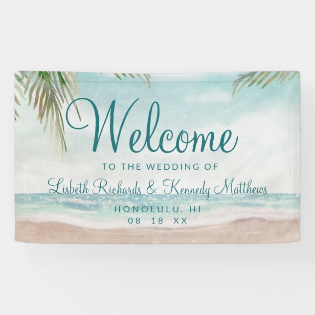 Banderoles Island Breeze Plage Peint Mariage de scène Bienven (Horizontal)