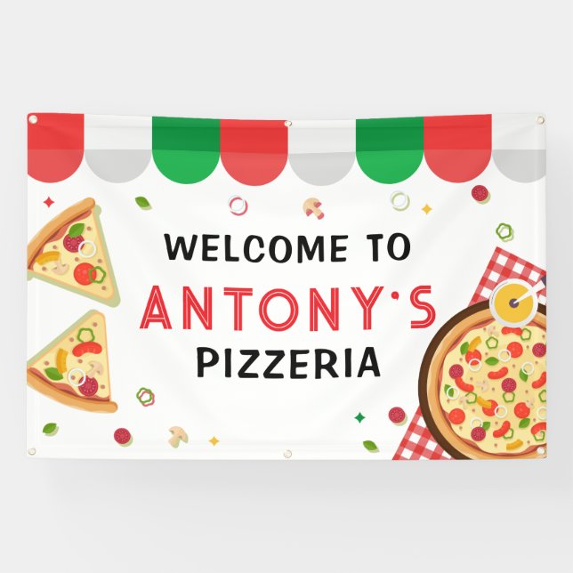 Banderoles Italian Pizzeria Party Birthday backdrop (Horizontal)