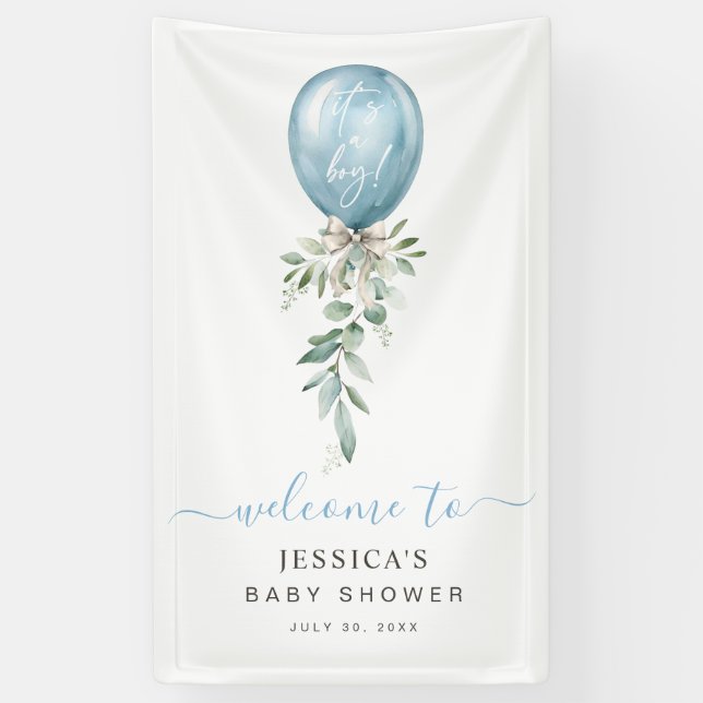 Banderoles It's A Boy Blue Balloon Baby Shower Welcome (Vertical)