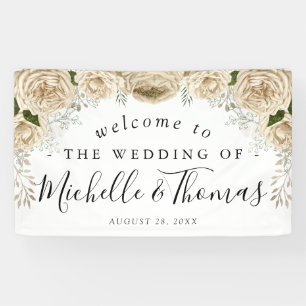 Banderoles Ivory Floral Bouquet Élégant Mariage de bienvenue