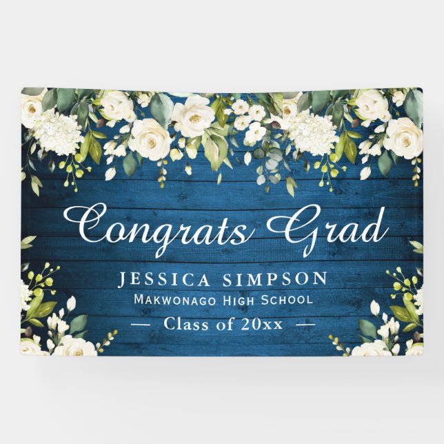 Banderoles Ivory Golden Floral Rustic Graduate Ban (Horizontal)
