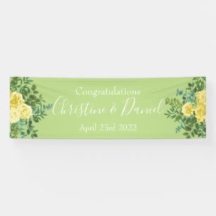 Banderoles Jaune clair et vert pâle Rose Mariage floral
