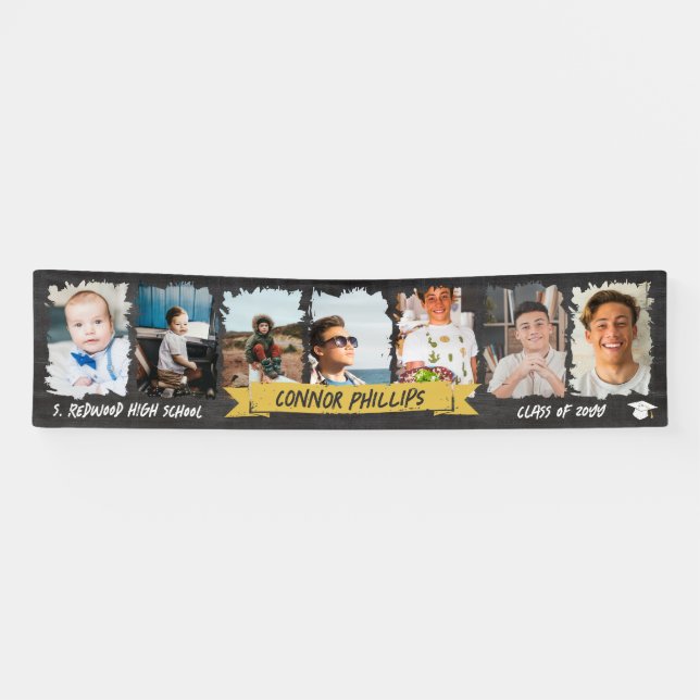 Banderoles Jaune Cool Chalkboard Jalon Photos Graduation (Horizontal)