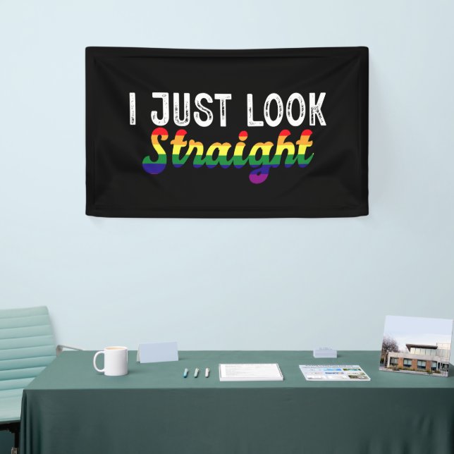 Banderoles Je regarde juste droit LGBT Rainbow Pride Mois (Salon professionnel)