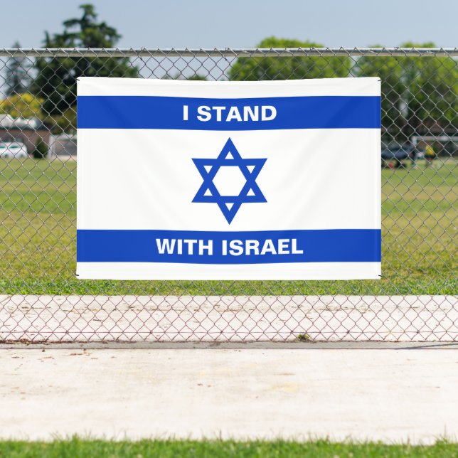 Banderoles Je suis avec Israël coutume texte blanc drapeau Is (Insitu)
