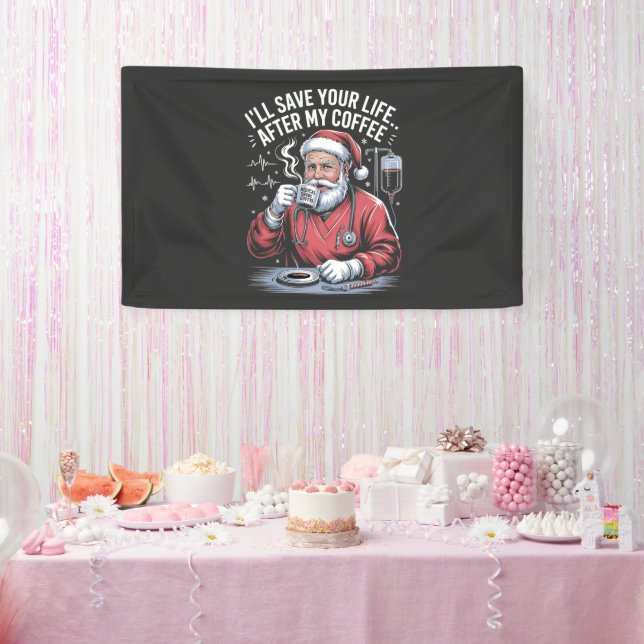 Banderoles Je te sauverai la vie après mon Noël au café (Fête)