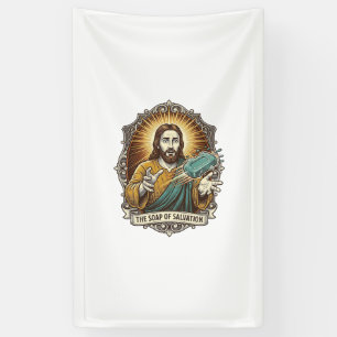 Banderoles Jésus a laissé tomber le savon glissant sous la do