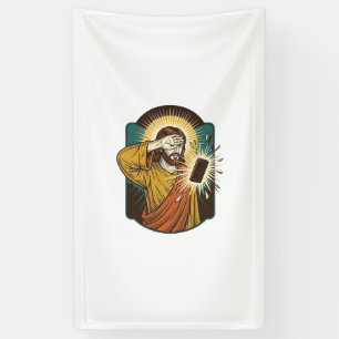 Banderoles Jésus aveuglant la luminosité maximale du téléphon