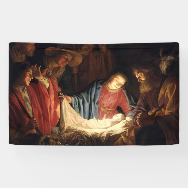 Banderoles Jésus-Christ est né à Noël (Horizontal)