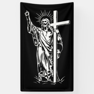 Banderoles Jésus Christ et une croix