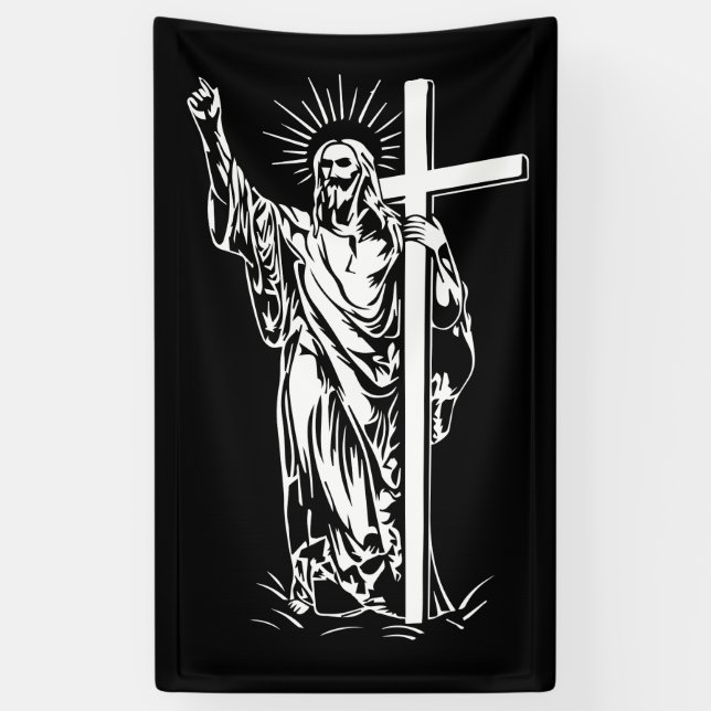Banderoles Jésus Christ et une croix (Vertical)