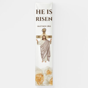 Banderoles Jésus Christ il est ressuscité catholique floral