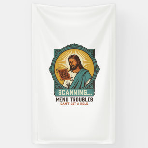 Banderoles Jésus Code QR flou ne scannera pas Menu Humour Tec