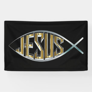 Banderoles Jésus dans un symbole de poissons