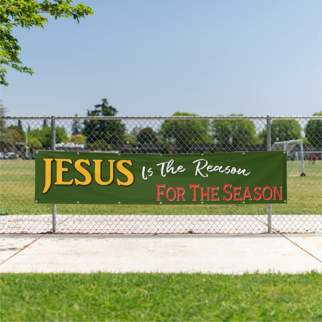 Banderoles Jésus Est La Raison De Red Green Christian Noël (En situation)