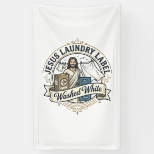 Banderoles Jesus Étiquette de Lavage Lavé Blanc Jesus Lavage 