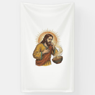 Banderoles Jésus étouffé par miette de croustille de tortilla