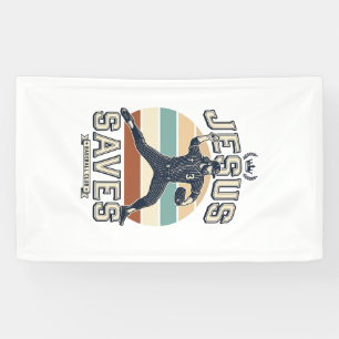 Banderoles Jesus Sauve Baseball Vintage Vector Design Chrétie