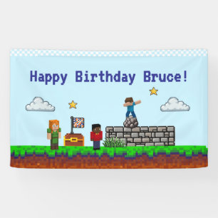 Banderoles Jeu activé ! Jeu d'anniversaire Pixel Block