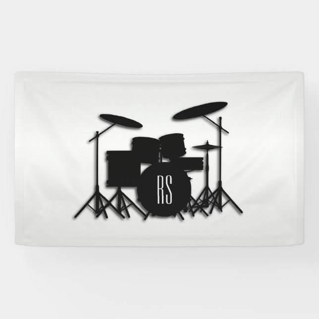 Banderoles Jeu de tambour Monogramme Argent (Horizontal)