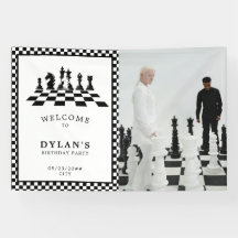 Jeu d'échecs Nuit d'anniversaire Affiche de bienve