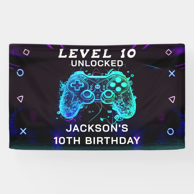 Banderoles Jeu vidéo Anniversaire de enfant Gamer (Horizontal)
