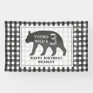 Banderoles Jeune anniversaire sauvage et de trois ours de