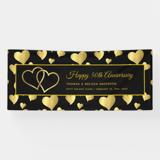 BANDEROLES JEUX 50E ANNIVERSAIRE OR LIÉ COEURS BANNER (Horizontal)