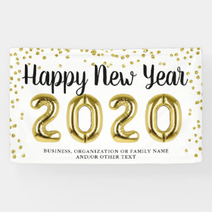 Banderoles JEUX JEUNESSE Gold Confetti Brush Script Blanc