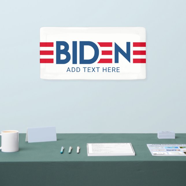 Banderoles Joe Biden - rayures rouges modernes et nom bleu Ba (Salon professionnel)